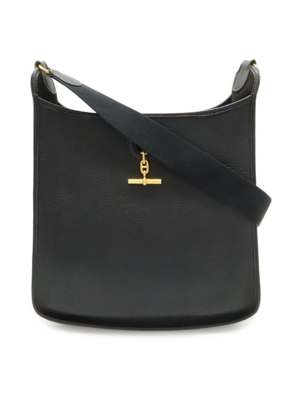 Hermes Vespa GM Shoulder Bag Crossbody Leather Black Gold